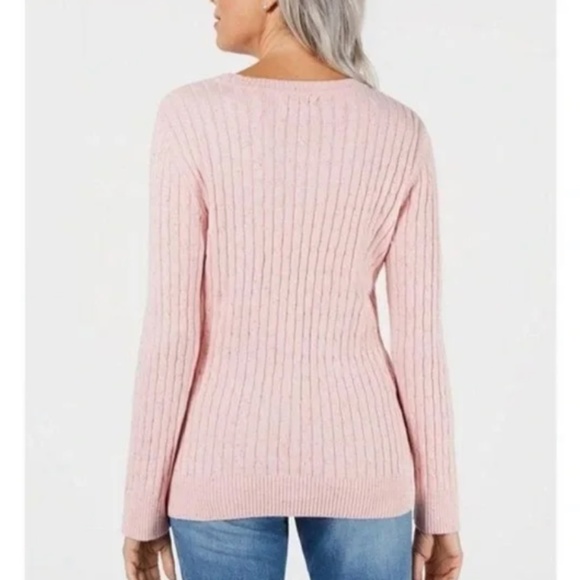 Karen Scott cable crew in blush. NWT. Retsil 46.50‎ - Picture 2 of 7